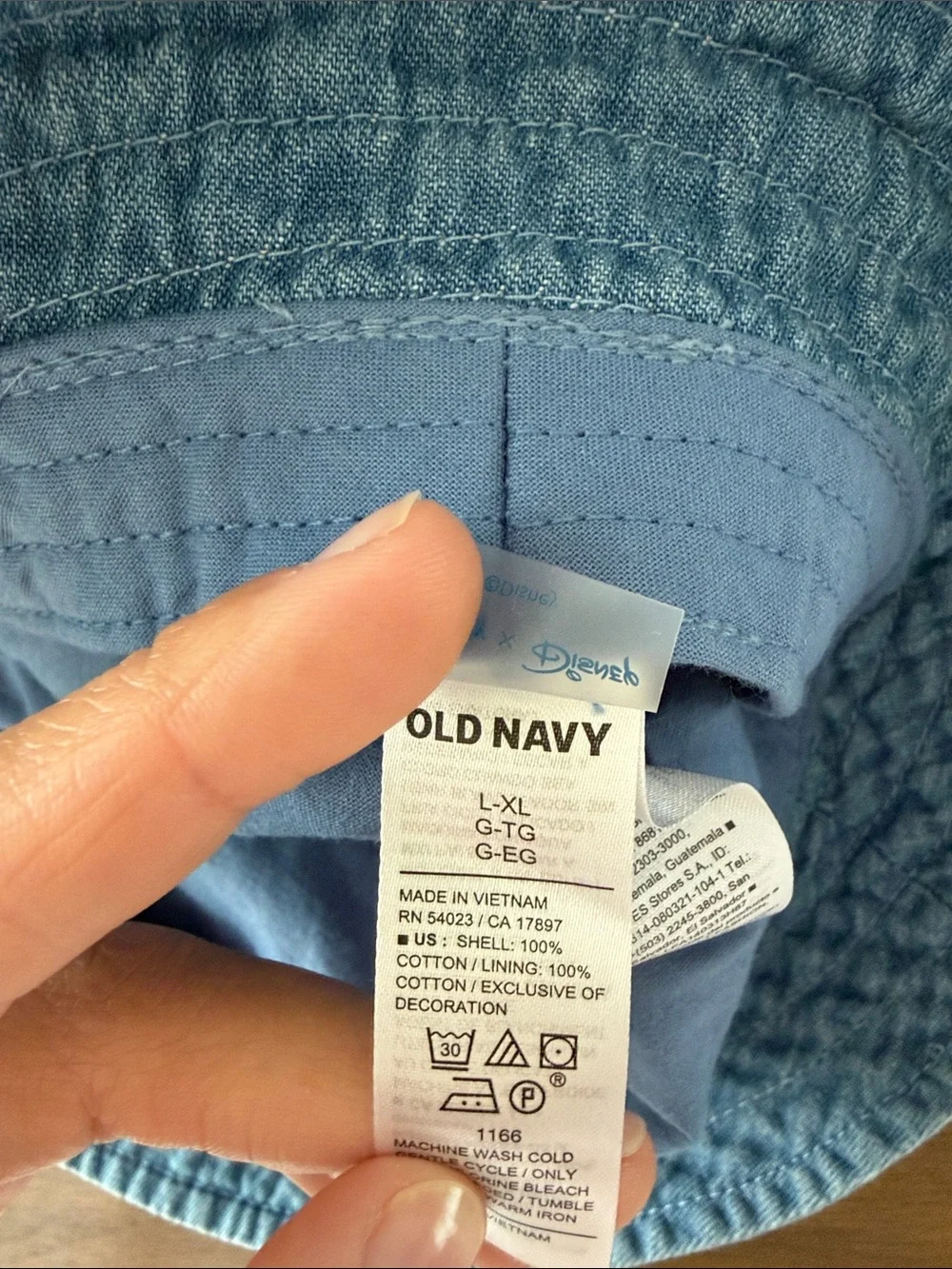 Old Navy Denim Bucket Hat with Mickey and Flag - Light Blue
